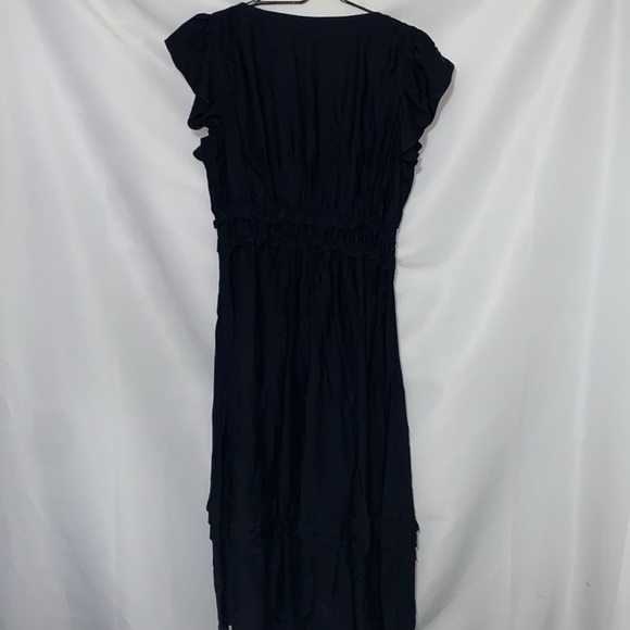 NWT J JILL WO SIZE XS PETITE BLACK TIERED FLUTTER SLEEVES DRESS ELASTIC WAIST - Picture 11 of 12